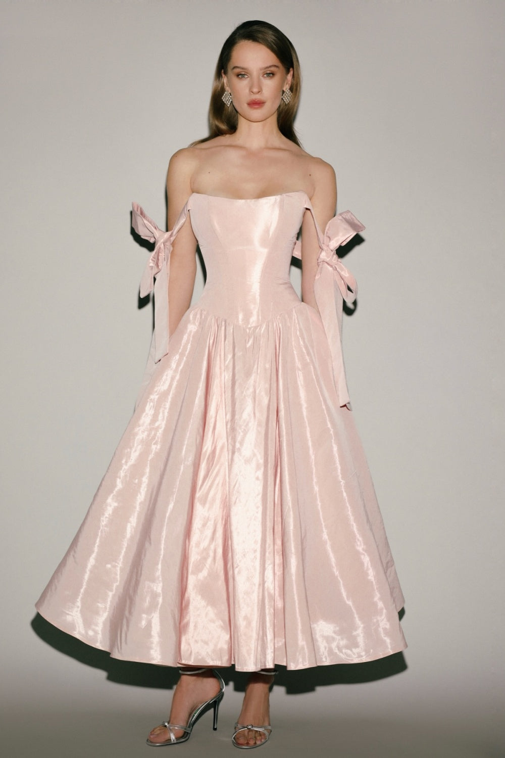 Luxury Satin Midi Homecoming Dress with A-Line Skirt RM224 Sheer Fairy