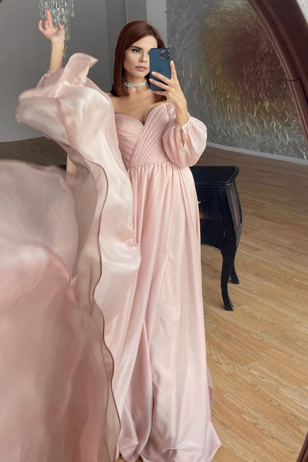 Elegant Off Shoulder White Chiffon Evening Dress SF360 Sheer Fairy