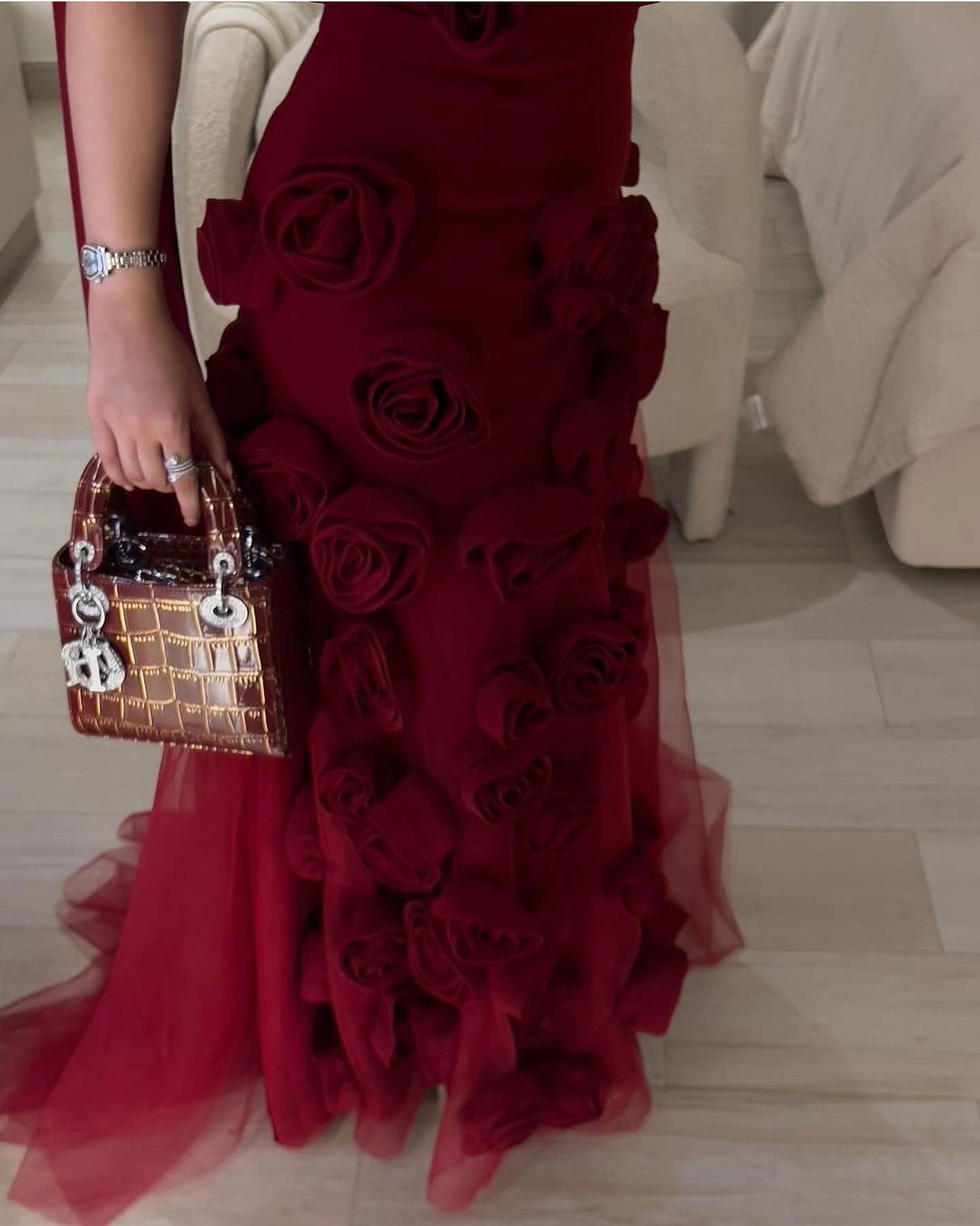 Modest 3D Rose Strapless Mermaid Evening Dress with Train SS207 Sheer Fairy