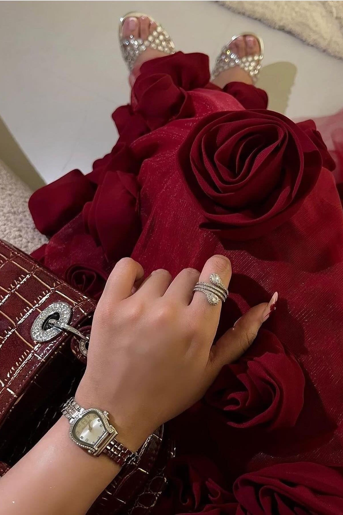 Modest 3D Rose Strapless Mermaid Evening Dress with Train SS207