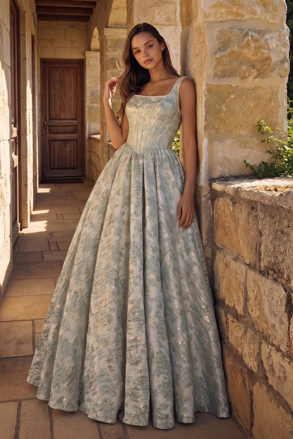 Glamorous Sage Green Corset Prom Dress with Structured Bodice SH182 Sheer Fairy