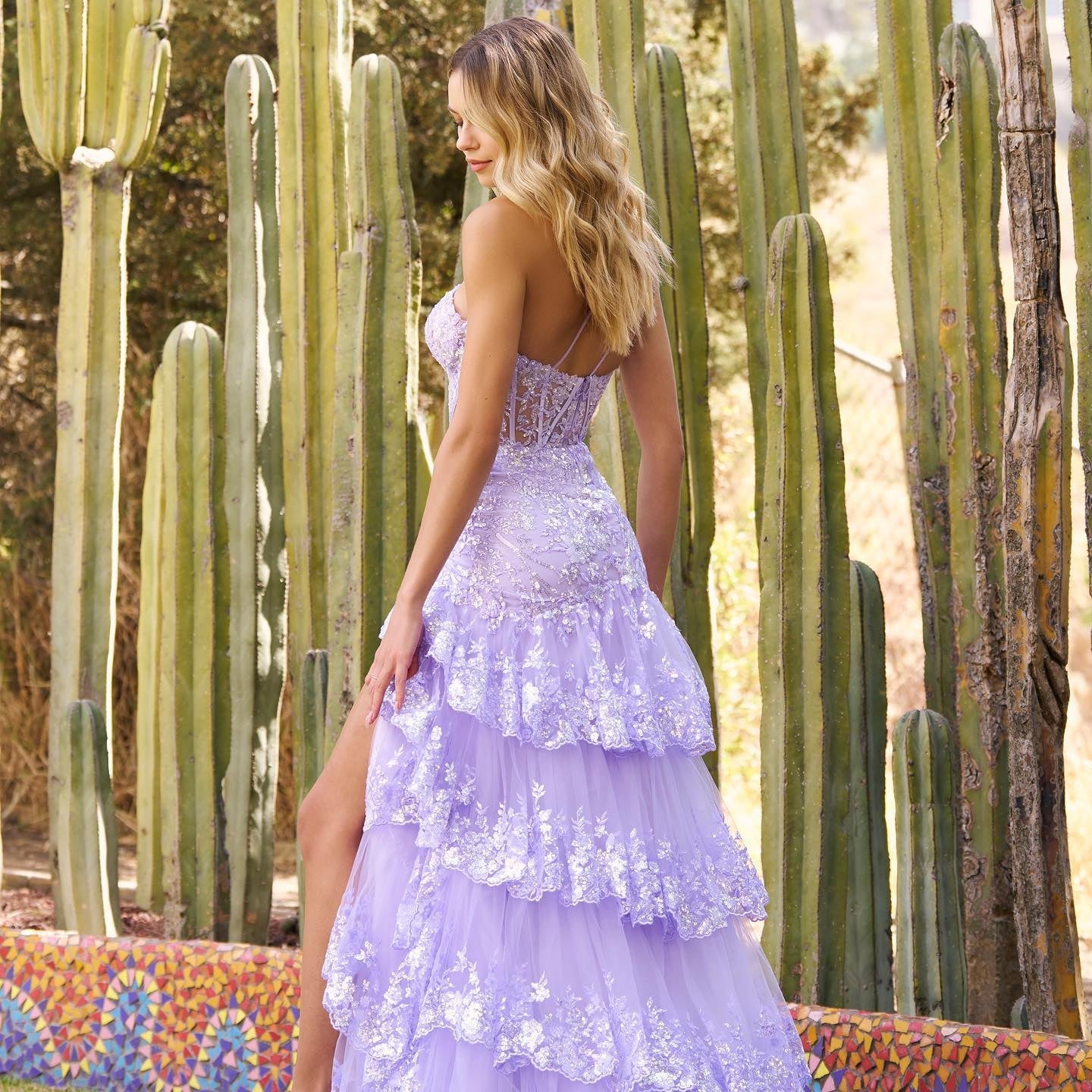 Luxury Silver One-Shoulder Ruffled Lace Evening Dress SH152 - SHEER FAIRY