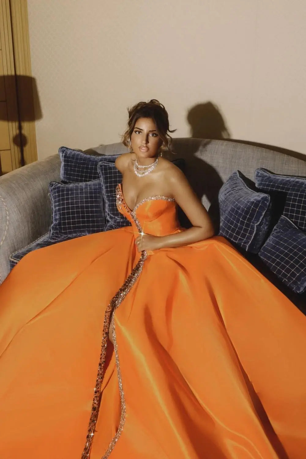 Elegant Crystal Black Strapless Evening Dresses Side Slit SS364 Sheer Fairy