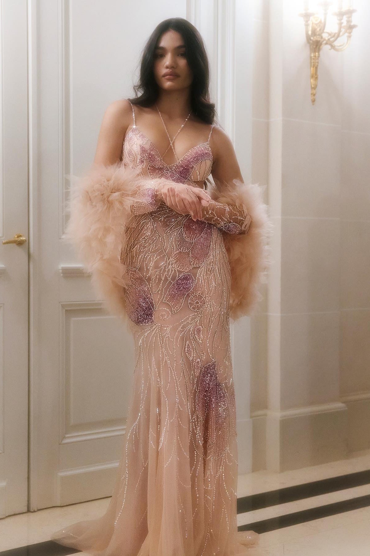 Modest 3D Floral Beaded Sweetheart Mermaid Evening Dress SS478